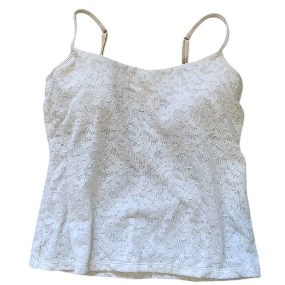 Vintage White Lace Cami W/Built In Bra - Picture 5 of 8